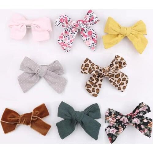 8Pcs/Lot Baby Hair Bows Clip For Girls Cotton Hair Accessories Infant Beach Side Clips Kids Butterfly Barrettes Toddler Headwear