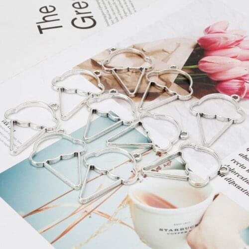 10Pcs Ice Cream Cone Resin Frame Pendant Open Bezel Setting Resin Jewelry Making