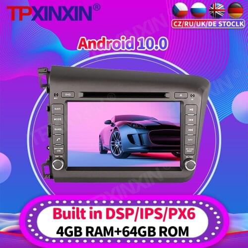 128G Android 10.0 For HONDA CIVIC 2012 - 2015 Car Radio Multimedia Video Recoder Player Navigation GPS Accessories Auto 2din dvd