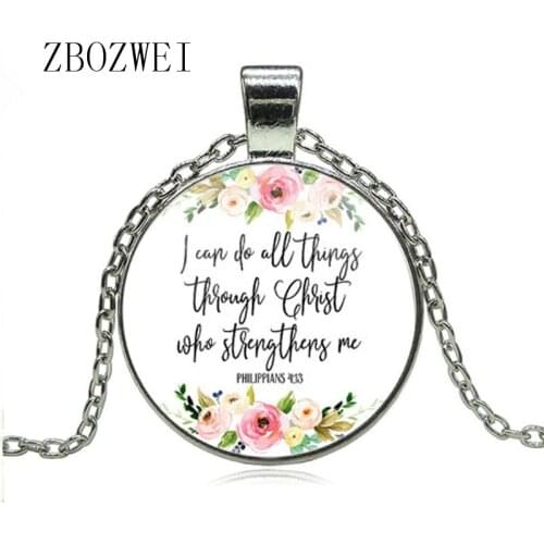 2018 Philippians 4:13 I Can Pass Through Christ Bible Scripture Pendant Necklace Inspired Jewelry Christian Gift