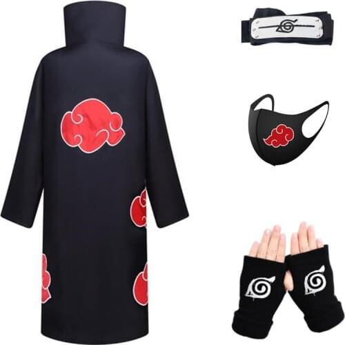 4PC Uchiha Zebra Tachiaki Cosplay Cloak Costume/Halloween Cosplay Costume Headband Accessories Mask Gloves