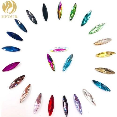 4x15mm 50pcs/pack Horse eye shape Mixed color glue-on rhinestones pointback loose rhinestones diy clothing accessories