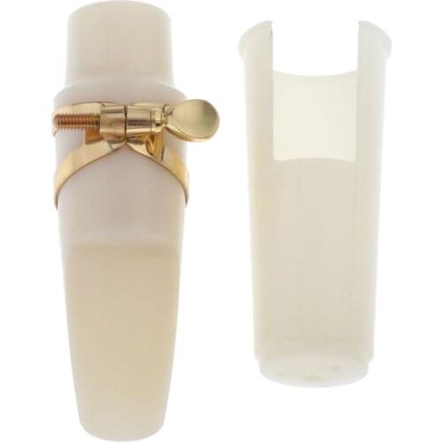 White Saxophone Mouthpiece Kit with Ligature Plastic Cap DIY Replacements