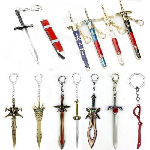 Sword Pendant Keychain Cosplay Toys Men Cosplay Weapon Key Chains Enamel Jewelry Zinc Alloy Llaverios