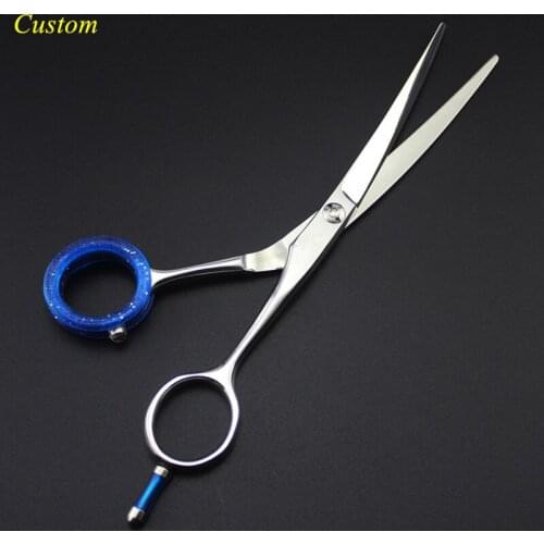 Custom upscale japan 440c 6 inch curved cut hair scissors salon hair cutting makas barber haircut shears hairdressing scissors