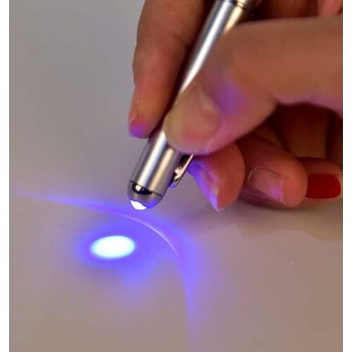 For Gifts School Office Supplies 1Pcs Creative LED UV Light Ballpoint Pen with Invisible Ink Secret