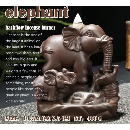 F Ceramic Elephant Backflow Incense Burner Home Interior Ornaments Elephant Animal Incense Holder Buddhist Supplies Home Decor