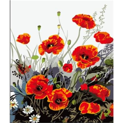 Red Poppy Flower Painting Frameless Pictures Painting By Numbers DIY Digital Canvas Oil Painting Home Decor Wall for living room