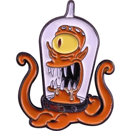Space Alien octopus pin cute cartoon badge culture jewelry