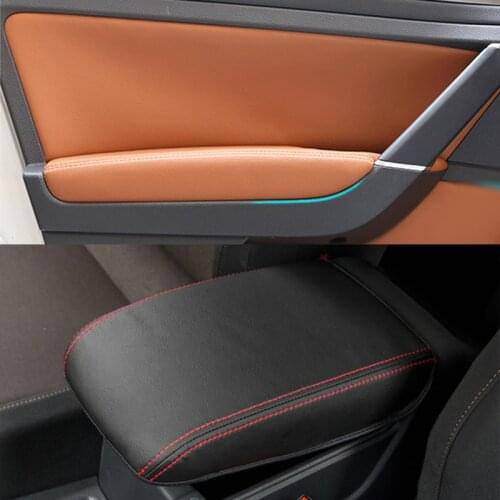 Right Hand Drive Car Door Armrest Leather Cover For VW Golf 7 2014 2015 2016 Door / Center Armrest Panel Cover Protective Trim