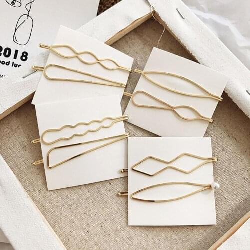 2PCs Hot Fashion Elegant Hair Accessories Trendy Metal Hair Clips For Women Girls Geometric Hollow Paperclip Hairpins Barrettes