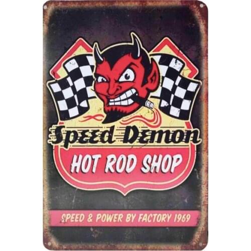 Speed Demon Hot Rod Retro Metal Tin Sign Homewares Decor Vintage Pin Up Garage License Plate