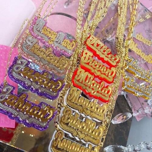 Top Icy Luxury Custom Name Personalized Letter Name Pendant Necklace Alloy Jewelry set Wholesale