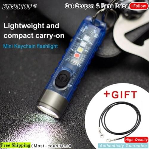 New LED Powerful Small Flashlight With Side Light Red Blue Violet USB Rechargeable Mini Keychain Flashlight