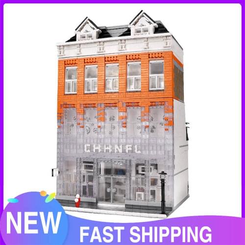 Mould King 16021 City Street Building Toys The MOC Crystal House Assembly Bricks Blocks Toys with Light Kits Kids Birthday Gift