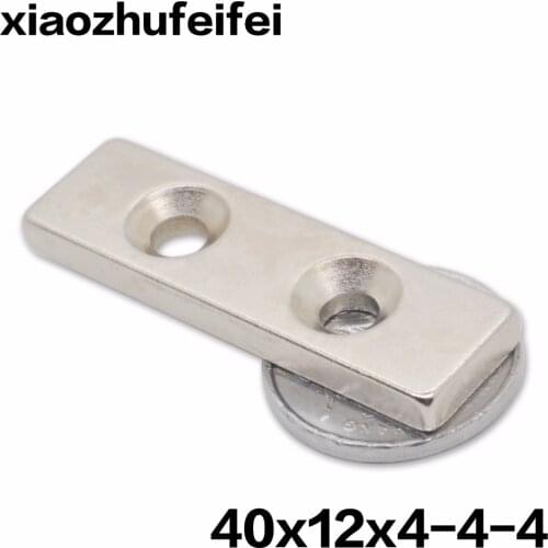 1/5/10/15/20pcs Block Powerful 40x12x4 mm 2 Countersunk Holes 4 mm Magnet 40*12*4 40 x 12 x 4 Rare Earth Neodymium Magnet