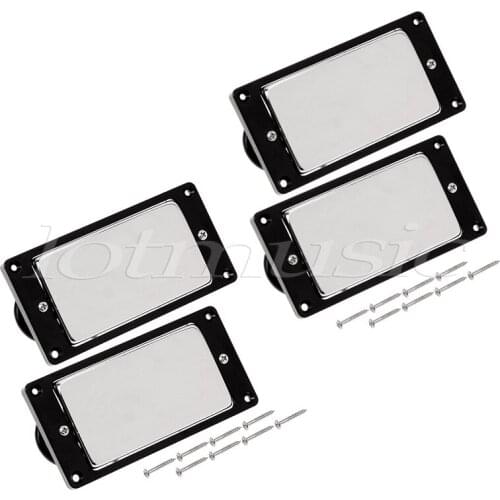Kmise Chrome Metal Electric Guitar Humbucker Pickup Set Sealed Double Coil Black Frame Set of 2