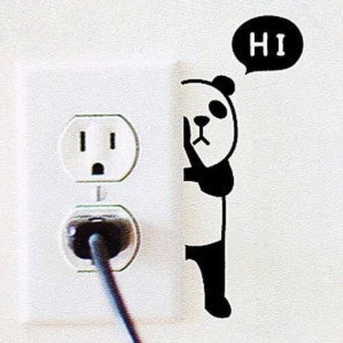 Children Bed Room Cartoon Panda Switch Sticker Waterproof Vinyl Wall Decal Free Shipping A3001