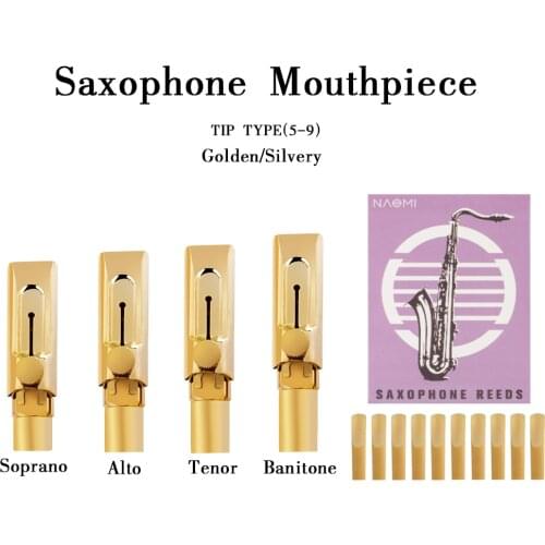 NAOMI Professional Baritone Gold Plated Metal Saxophone Mouthpiece Advanced Sax Mouth Pieces #5 #6 #7 #8 #9