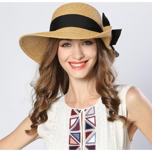 New Fashion Sun Hat Women Bowknot Sunscreen Straw Cap Female Korean Summer Beach Sun Protection Hats Sunshade Beach Caps H6794