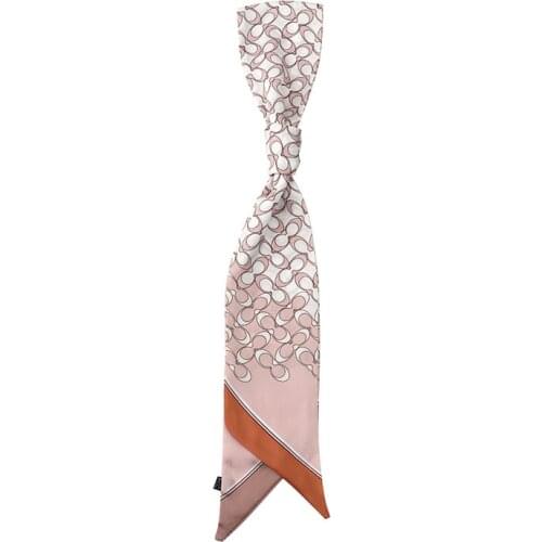 2021 New Summer Geometric Checked Loop Long Silk Scarves Ribbon Womens Summer Thin Pattern Decorative Scarf For Women