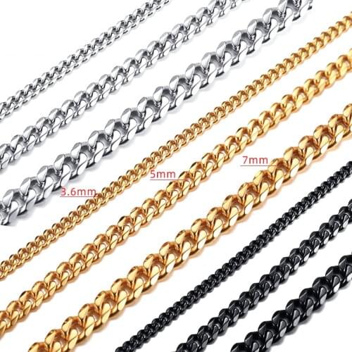 Stainless Steel Necklace Curb Chains Link Men Choker Fashion Jewelry Wholesale