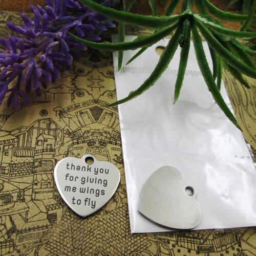 10pcs--"thank you for giving me wings to fly "stainless steel charms 5 styles for choosing DIY Charms for necklace bracelets