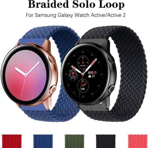 Braided Solo Loop Strap For Samsung Galaxy Watch Active 1/2 40/44mm Watchband for Galaxy Watch 42mm Nylon Elastic belt bracelet