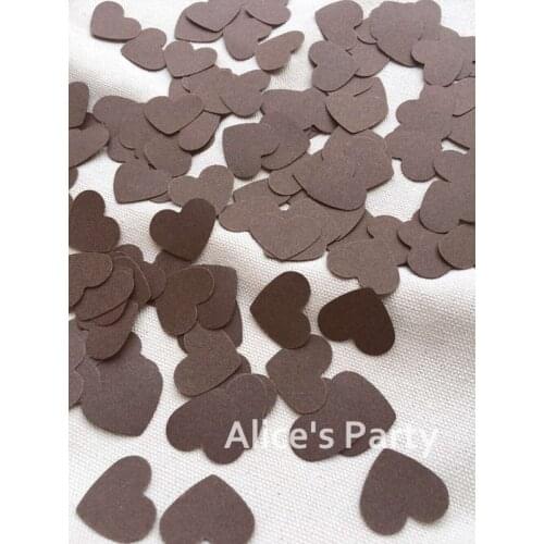 Hand punched 400pcs Heart Confetti Wedding Decoration Chocolate Brown baby shower party Confetti Table Scatter Setting