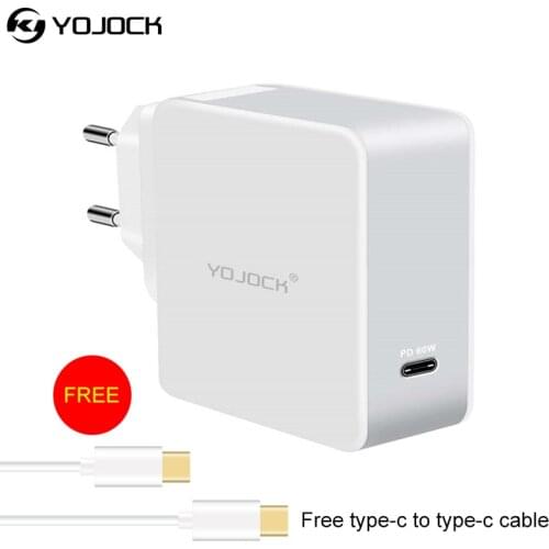 Yojock 60W Type-C PD Charger Power Delivery Quick Wall Charger for New Macbook Pro 12" Nintendo Switch Free USB C Cable