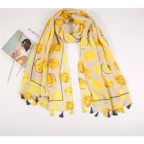 2021 New Ombre Big Dot Pattern Tassel Scarf Shawls Long Soft Cotton Polka Spot Head Scarves Hijab Wrap 6 Color