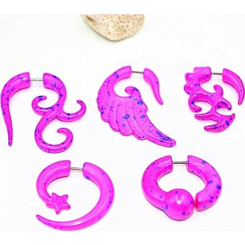 Free Shippment Body Jewelry-50pcs Cheat Plugs Spiral Fake Ear Plug Ear Studs/Earring Illusion Tunnel Look 6mm