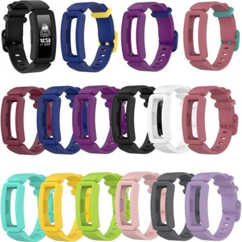 For Fitbit Ace2 Smart Watch Silicone Strap Bracelet Anti-lost Silicone Replacement Strap Frame Wristband