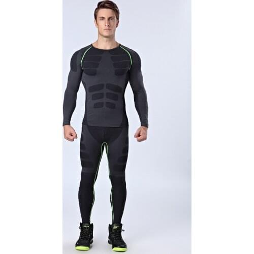 Workout New Fitness Men Gym Clothes Quick Dry Running Pants Sports Sets For Man Long Sleeves Sportswear Black Tracksuit