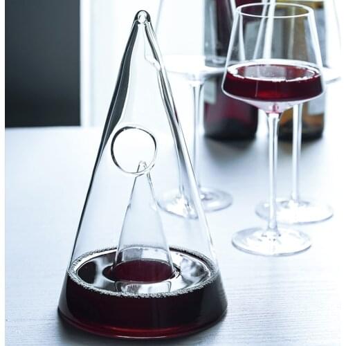 750ML Glass Pyramid Wine Decanter Handmade Glass Fall Champagne Aerator Divider Barware Banquet Decor Ornament Craft Accessories
