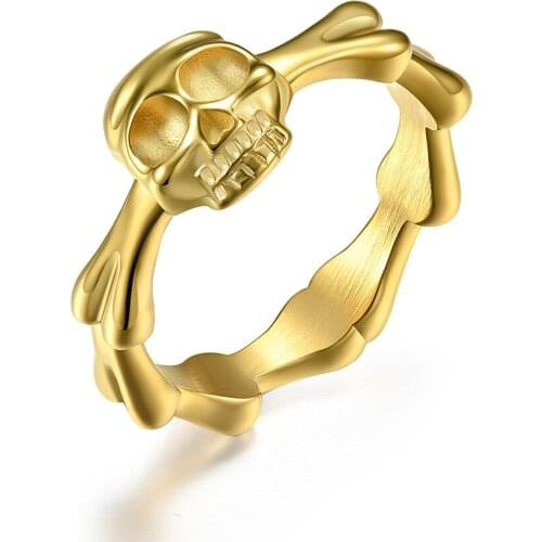 Vintage Skull Head Finger Rings for Men Women Unisex Gold Silver Color Gothic Punk Rock Metal Skeleton Ring Jewelry Gift