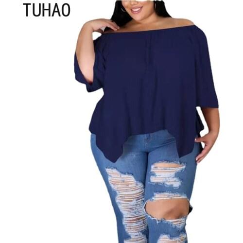 TUHAO Women Casual Shirt Plus Size 4XL 3XL Half Sleeve Loose Mother Mom Large Size Blouse Shirts Tops Summer Clothing