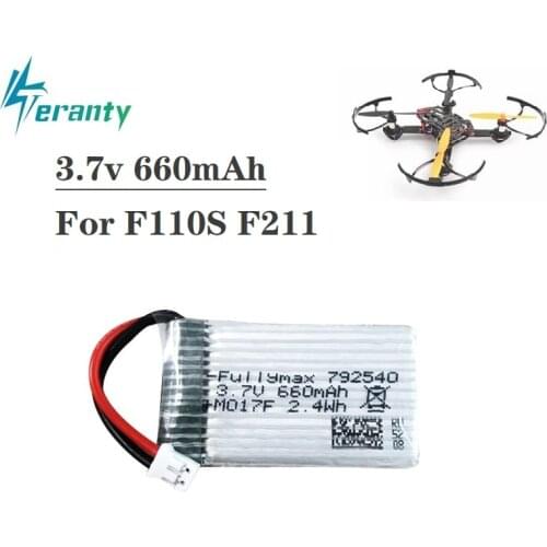 1Pcs Upgrade Battery For F121/F110S Quadcopter Parts 3.7v 660mAh Lipo Battery 3.7V 660mAh 25Cbattery PH2.0 792540