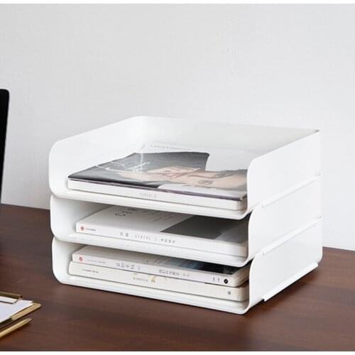 1 layer Stacked Desktop Book Storage Sorting Box Bedroom Cosmetic Sundries Organizer Stationery Container (only one layer