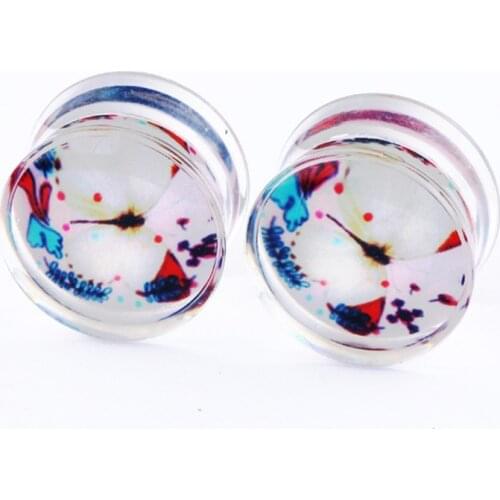 2pcs 6-16mm Acrylic Butterfly Ear Plugs Tunnels Flesh Expansions Piercing Cross Gauge Stretcher Punk Earring Gauges Body Jewelry
