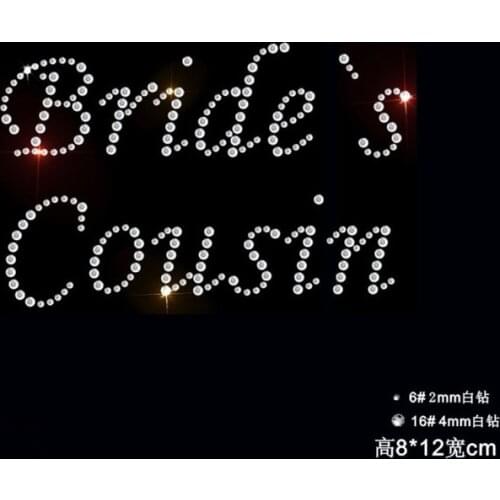 2pc/lot Brides cousin hot fix rhinestone motif designs iron on rhinestone transfer designs iron on transfer patches