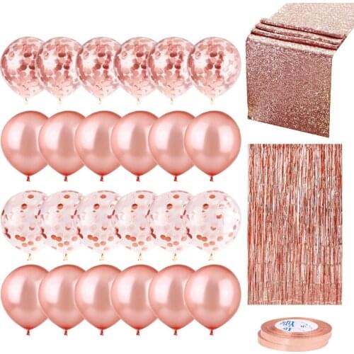 20pcs Mix Rose Gold Balloon Confetti Ballon Foil Heart Birthday Party Wedding Balloon Decoration Gift Baby Shower Bridal Shower