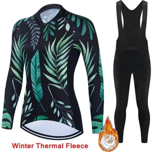 2022 Winter Cycling Jersey Thermal Fleece Women Road Bike Cycling Clothing MTB Cycling Bib Pants Female Ropa Ciclismo Triathlon
