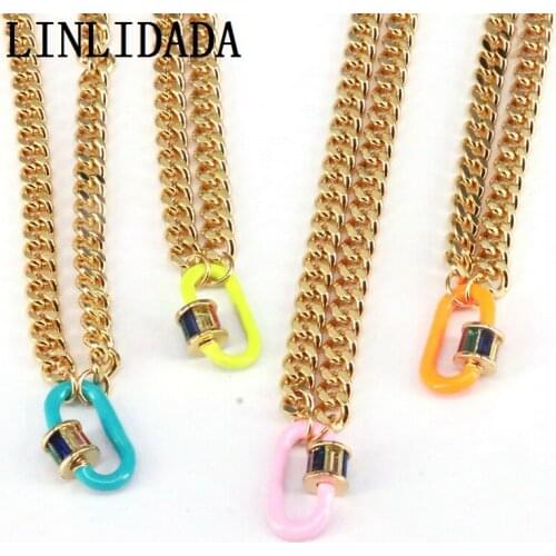 5Pcs Fashion cz enamel clasp charm necklace,colorful cubic zirconia charm pendant,handmade cz necklace jewelry wholesale