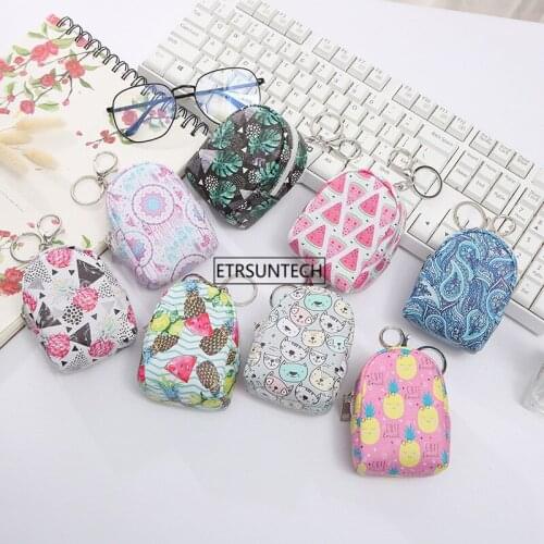50pcs Zippered Round Storage Headphones Bag Headset ID Credit Card Storage Small Rucksack Zipper Package Box