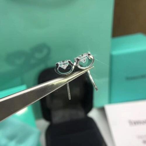 9k White Gold Moissanite Earrings 6.5mm VVS1 Clarity DF Color Special Design earring gift for Women