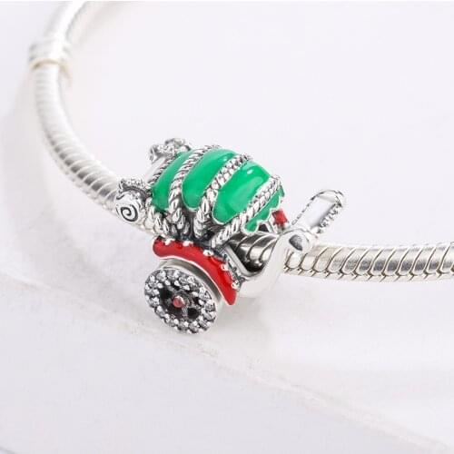 925 Sterling Silver White Zircon Traditional Rickshaw Pendant Charm Bracelet Retro Style Necklace DIY Jewelry For Pandora