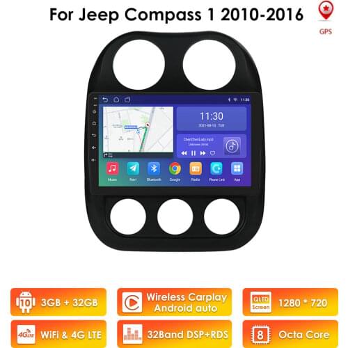 Android 10 Car Autoradio for Jeep Compass 1 Patriot 2010- 2016 Car Multimedia Stereo Radio Automotive Carplay Player 3G 32G 2Din
