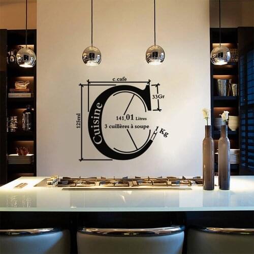Large French Kitchen Cuisine Cafe Coffee Wall Sticker Resturant Liters Tablespoons Cook Wall Decal Living Room Vinyl Decor