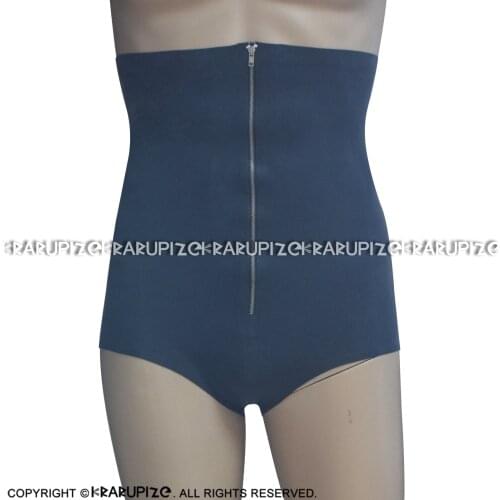 Black High Waist Cut Leg Latex Boxer Short With Front Zipper Rubber Panties Underwear Briefs Bottoms Plus Size DK-0144
